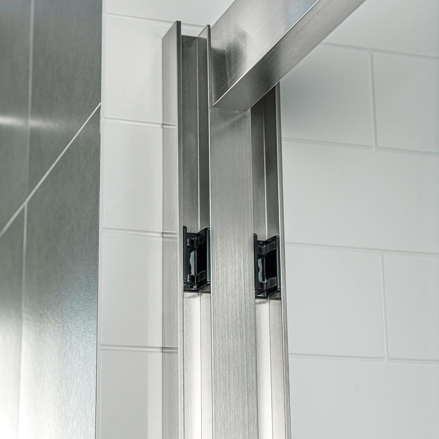 WoodBridge 56-60x76" Double Sliding Shower Door with 3/8" Thickened Upgrade Tempered Glass | Stainless Steel Hardware | Safe, Explosion-Resistant, Clear & Stylish, Sturdy & Durable  SDD6076-B