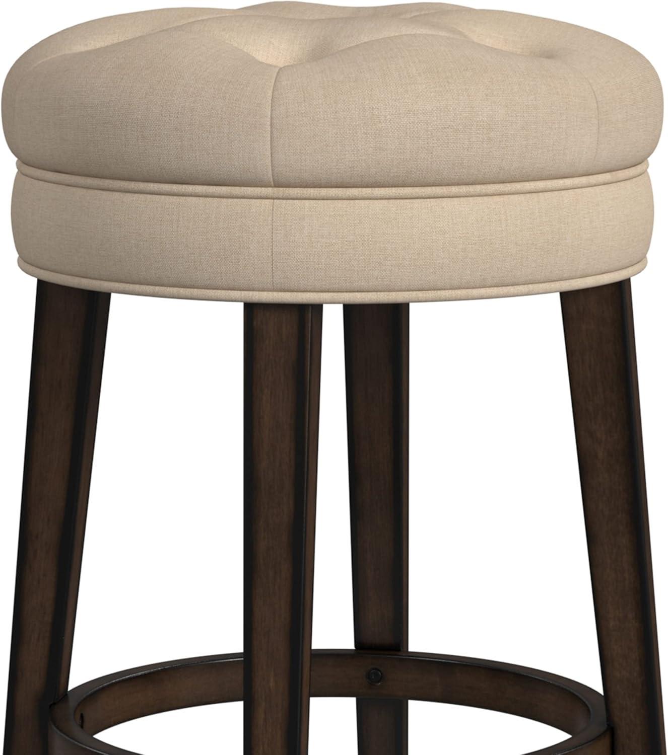 Krauss Backless Counter Height Barstool: Linen Upholstery, Charcoal Wood Frame - Hillsdale Furniture