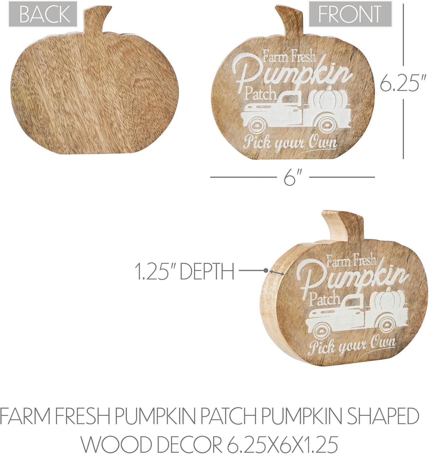 VHC Brands Farm Fresh Pumpkin Patch Pumpkin Shaped Wood Decor 6.25x6x1.25