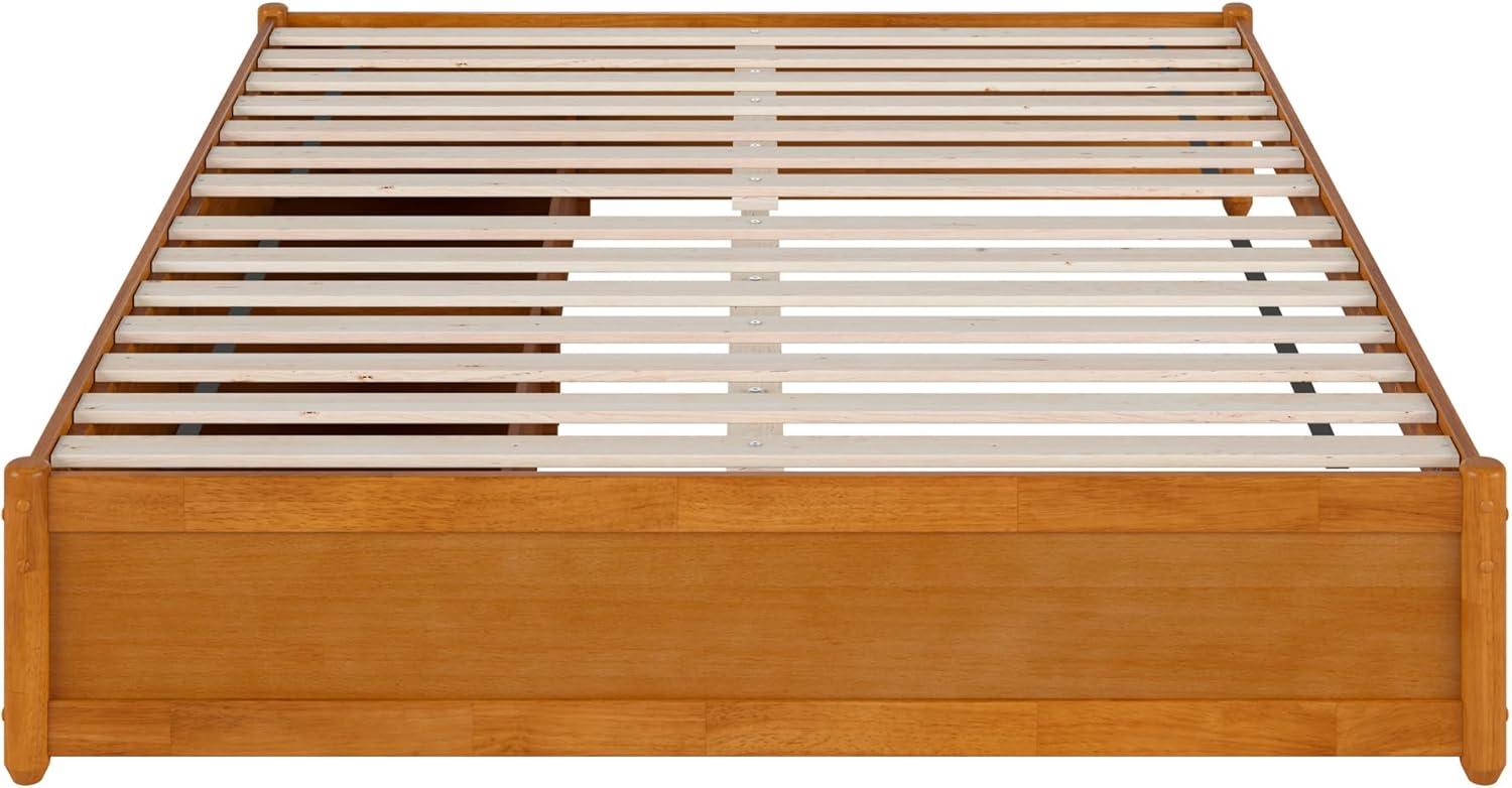 Barcelona Queen Wood Panel Platform Bed with Storage Drawers in Light Toffee