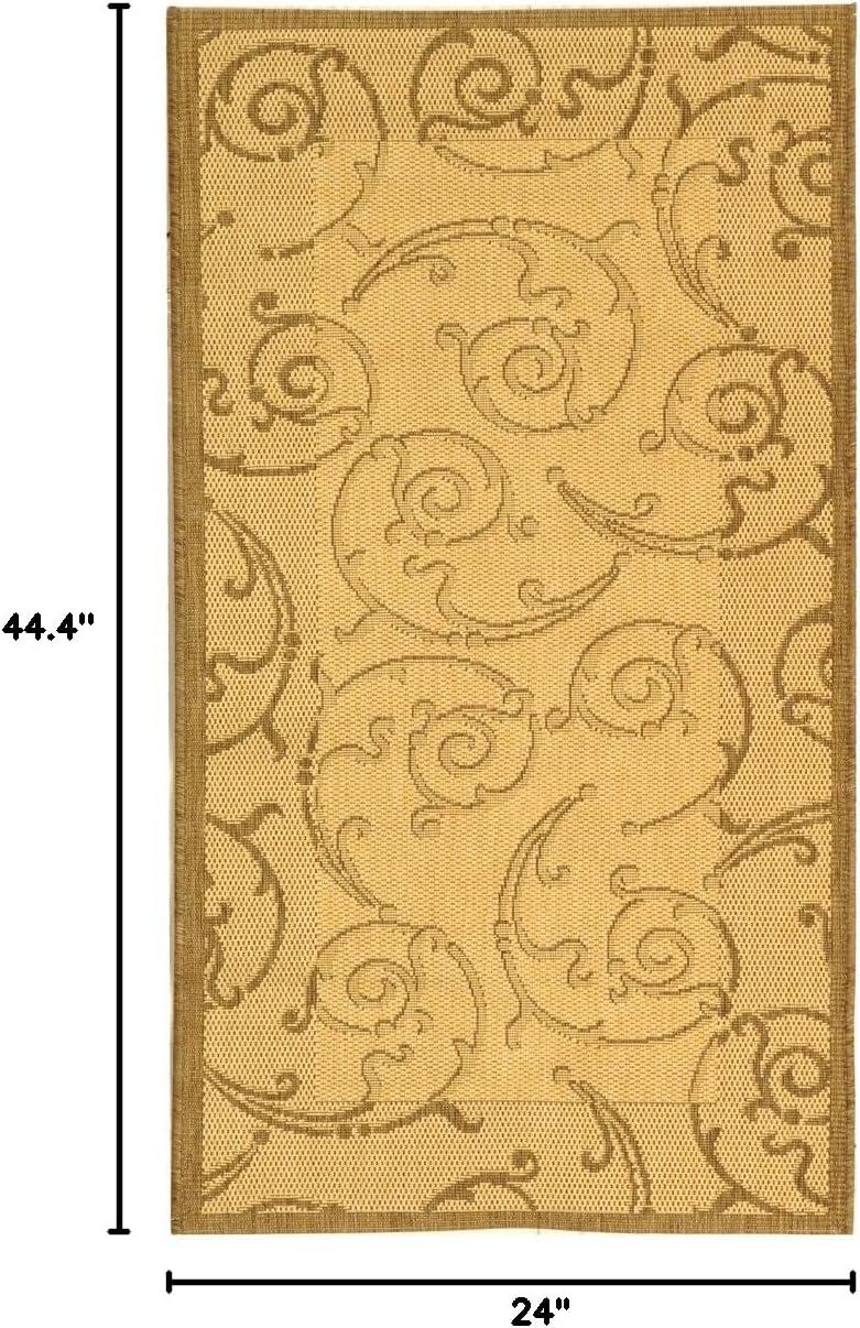 SAFAVIEH Courtyard Daniel Floral Indoor/Outdoor Area Rug, 2' x 3'7", Natural/Brown