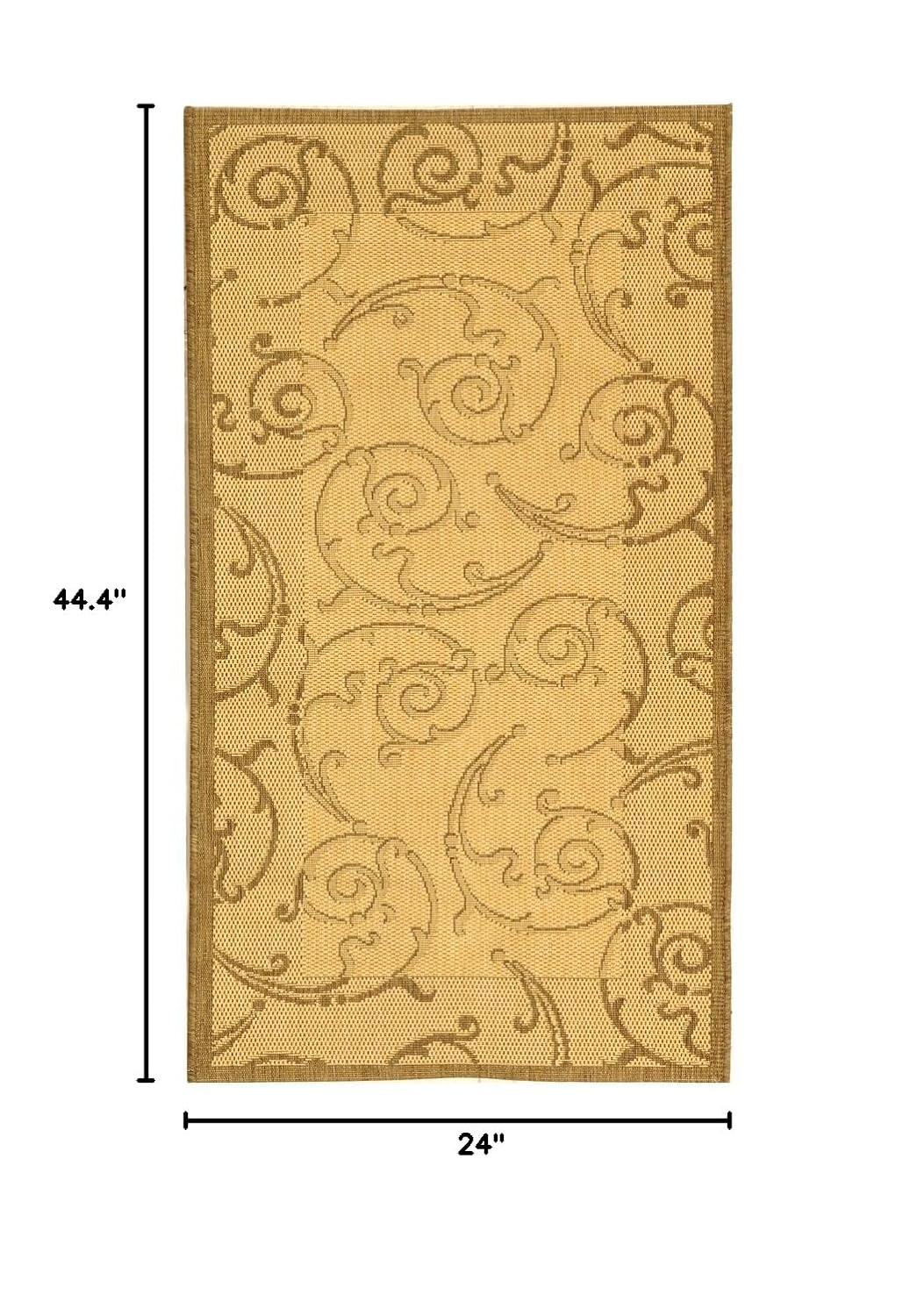 SAFAVIEH Courtyard Daniel Floral Indoor/Outdoor Area Rug, 2' x 3'7", Natural/Brown