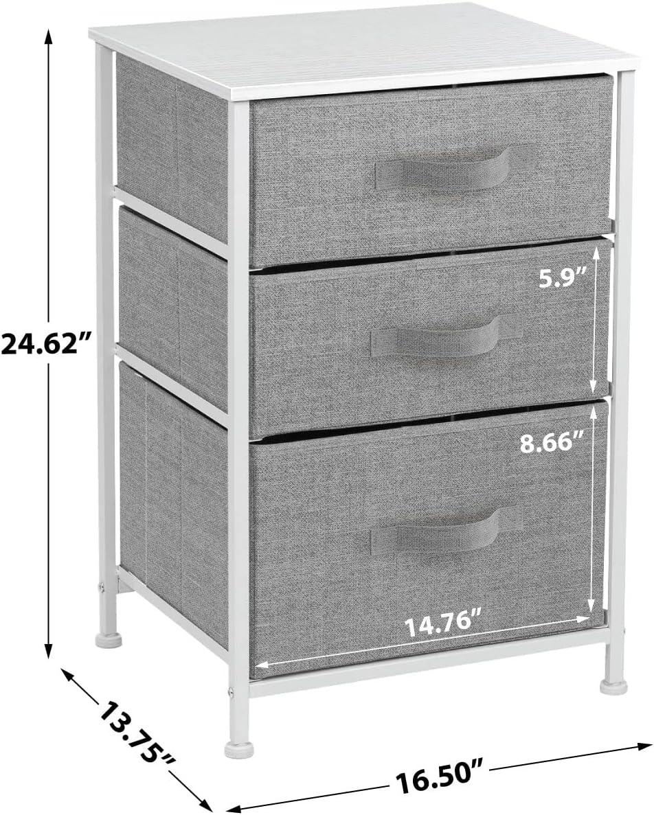 Sorbus 3  Drawers - Steel Frame, Wood Top & Easy Pull Fabric Bins - Perfect for Home, Bedroom, Office & College Dorm