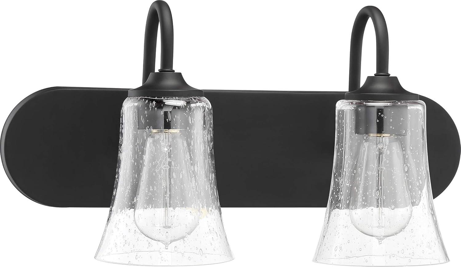 Flat Black 18" Modern Steel Wall Sconce with Clear Glass Shades