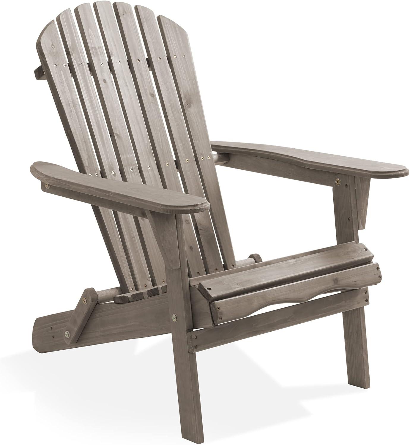Casafield Folding Wooden Adirondack Chair, Pre-Assembled Backrest