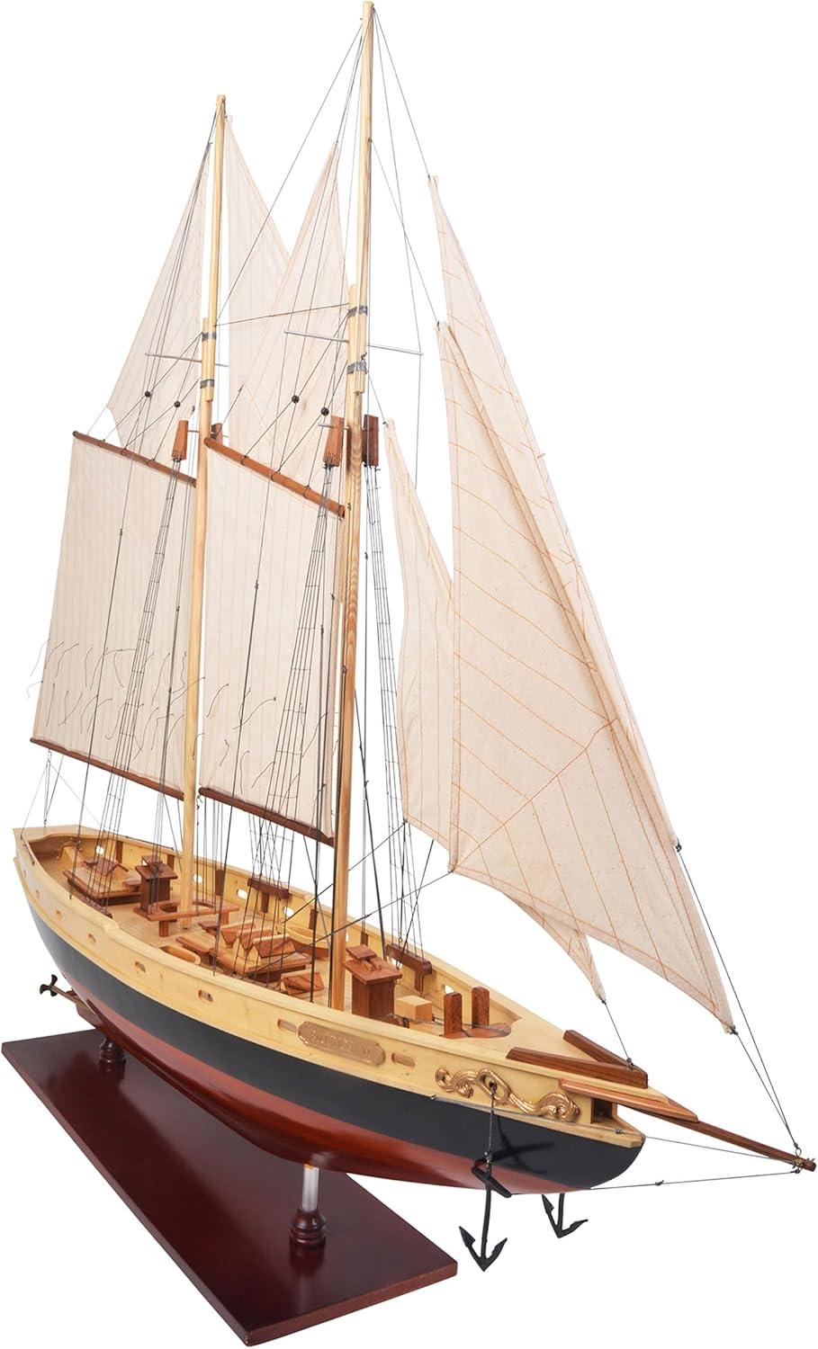 Authentic Models Model Ship - Bluenose II Painted Yacht Replica, Vintage Sailboat and Nautical Decor for Home, Bathroom or Nursery, Wooden Model Ship Antique for Adults (47 x 9 x 41 inch)