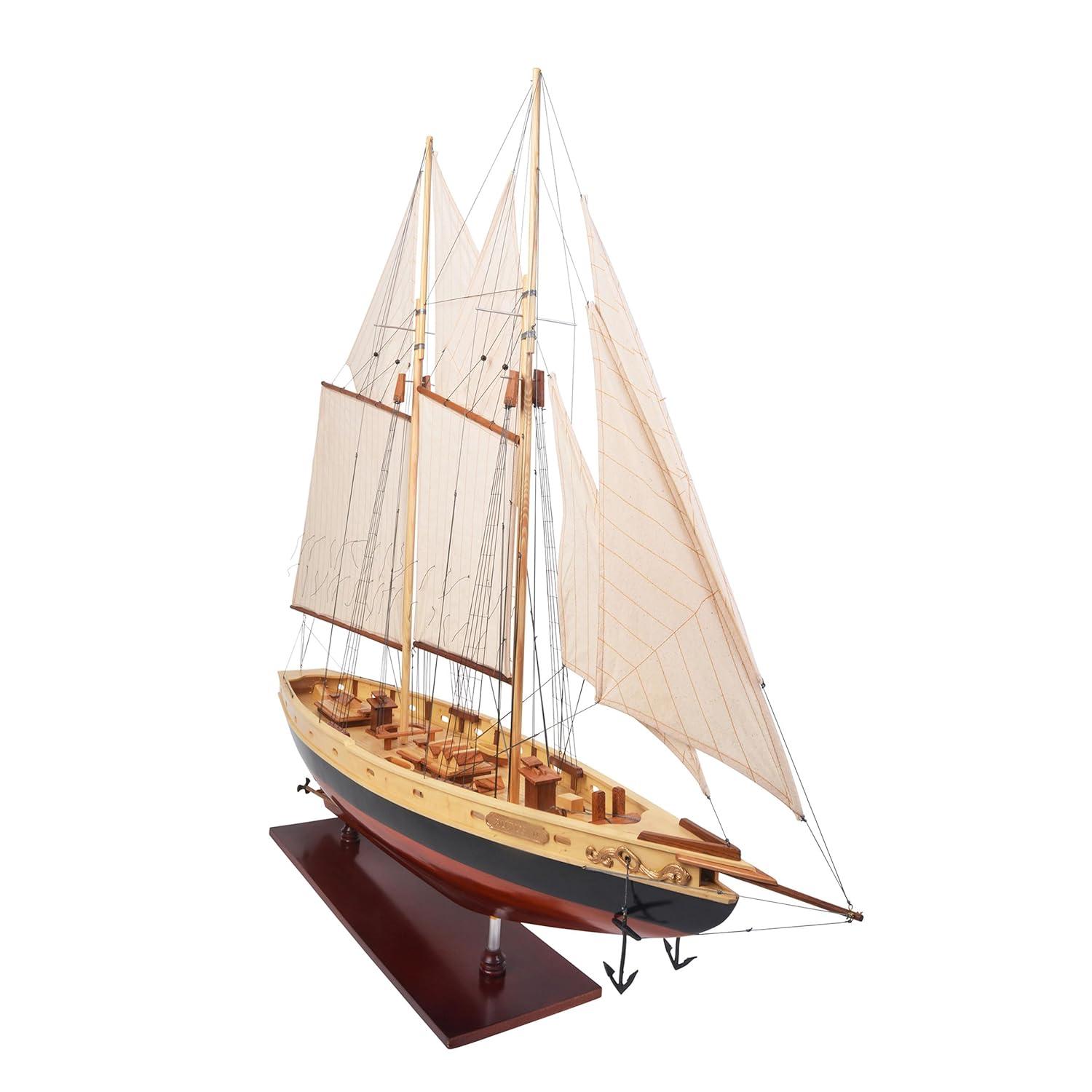 Authentic Models Model Ship - Bluenose II Painted Yacht Replica, Vintage Sailboat and Nautical Decor for Home, Bathroom or Nursery, Wooden Model Ship Antique for Adults (47 x 9 x 41 inch)