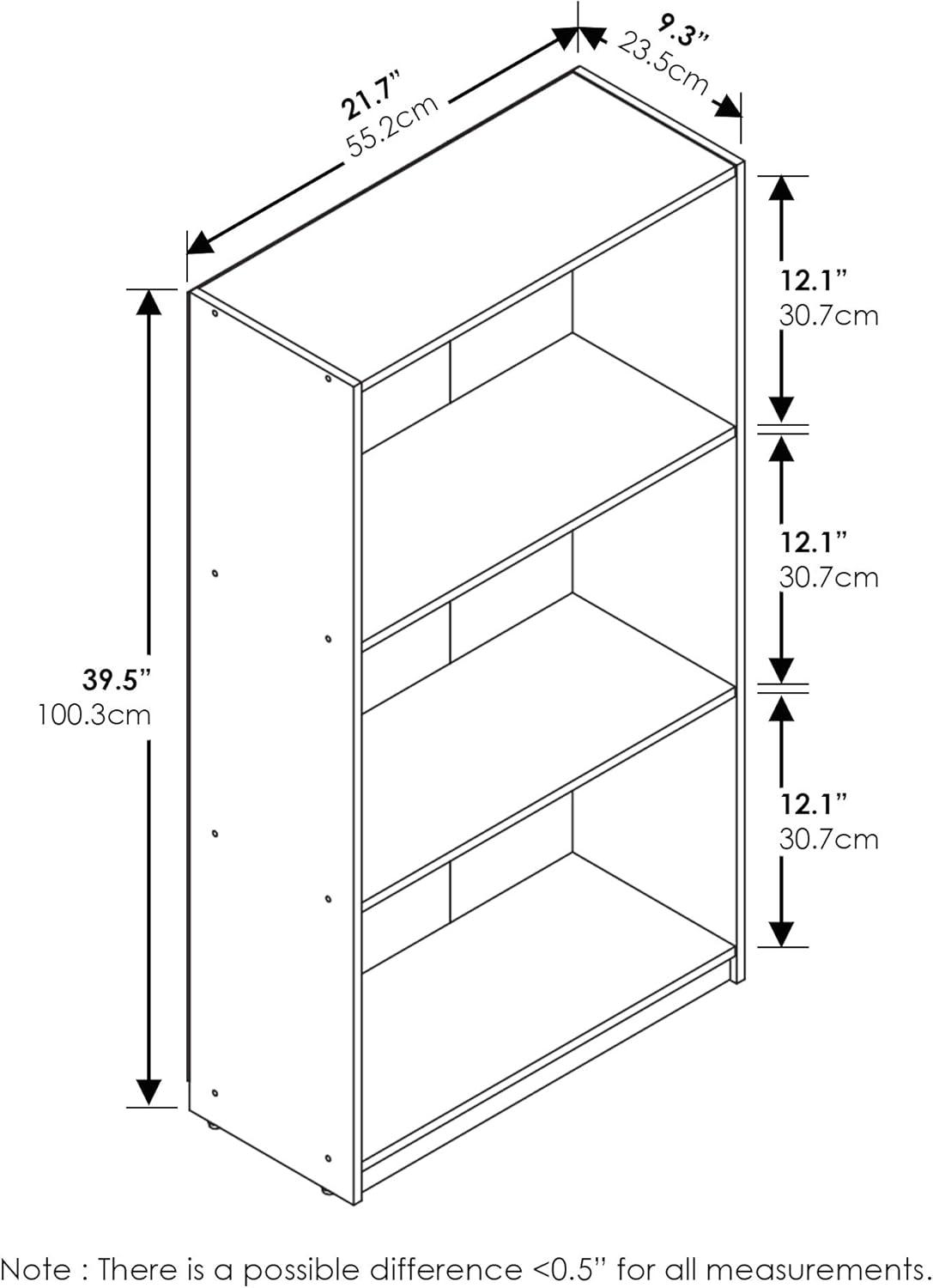 Furinno Basic 3 Cube Storage Bookcase Shelves for Any Space Needing Organization,Dark Walnut