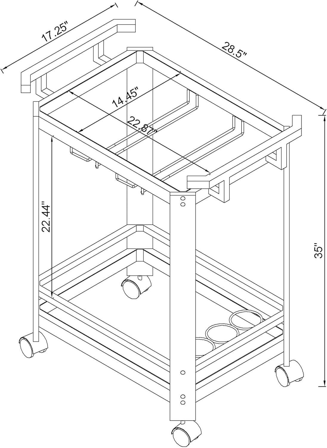 2-tier Glass Serving Cart Clear