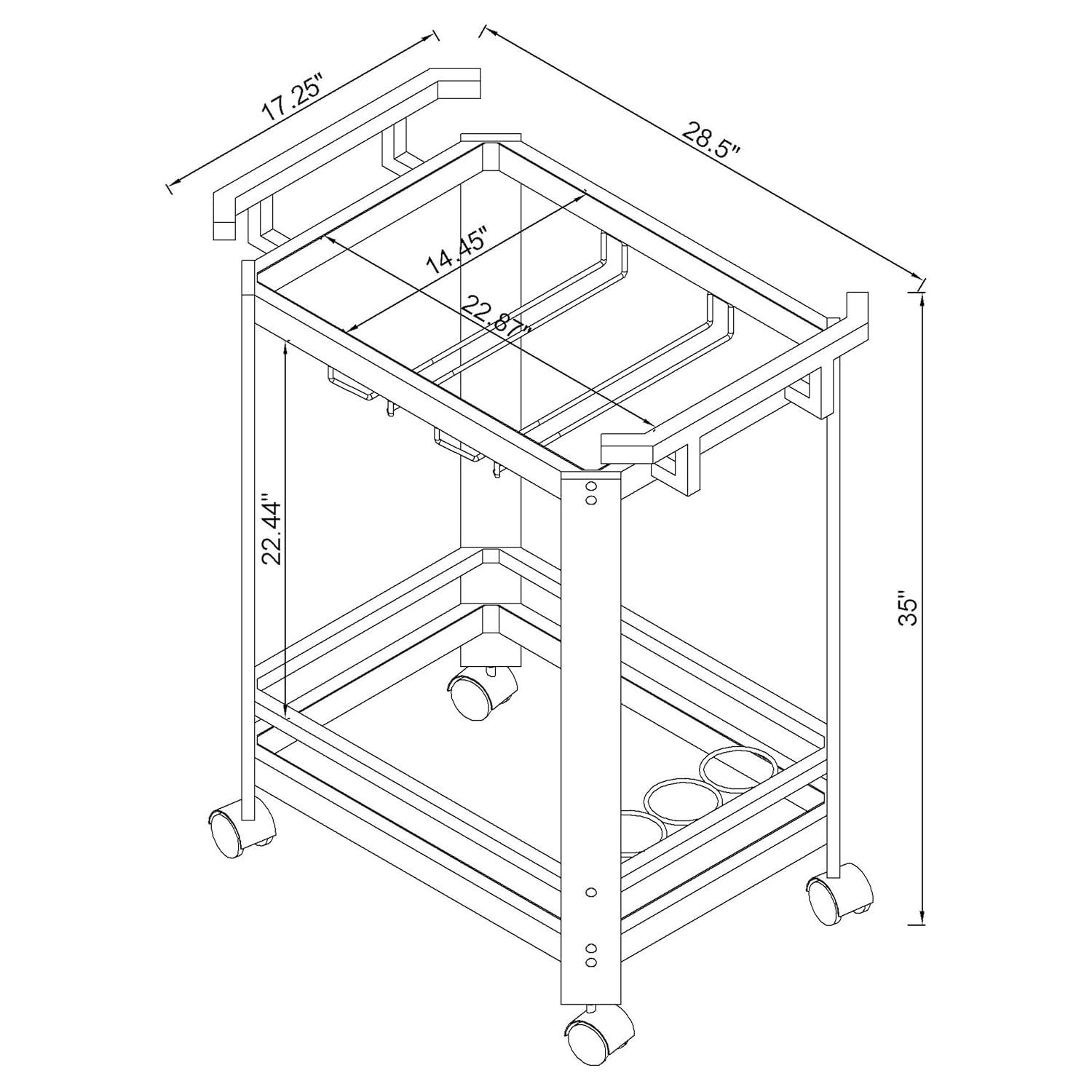 2-tier Glass Serving Cart Clear