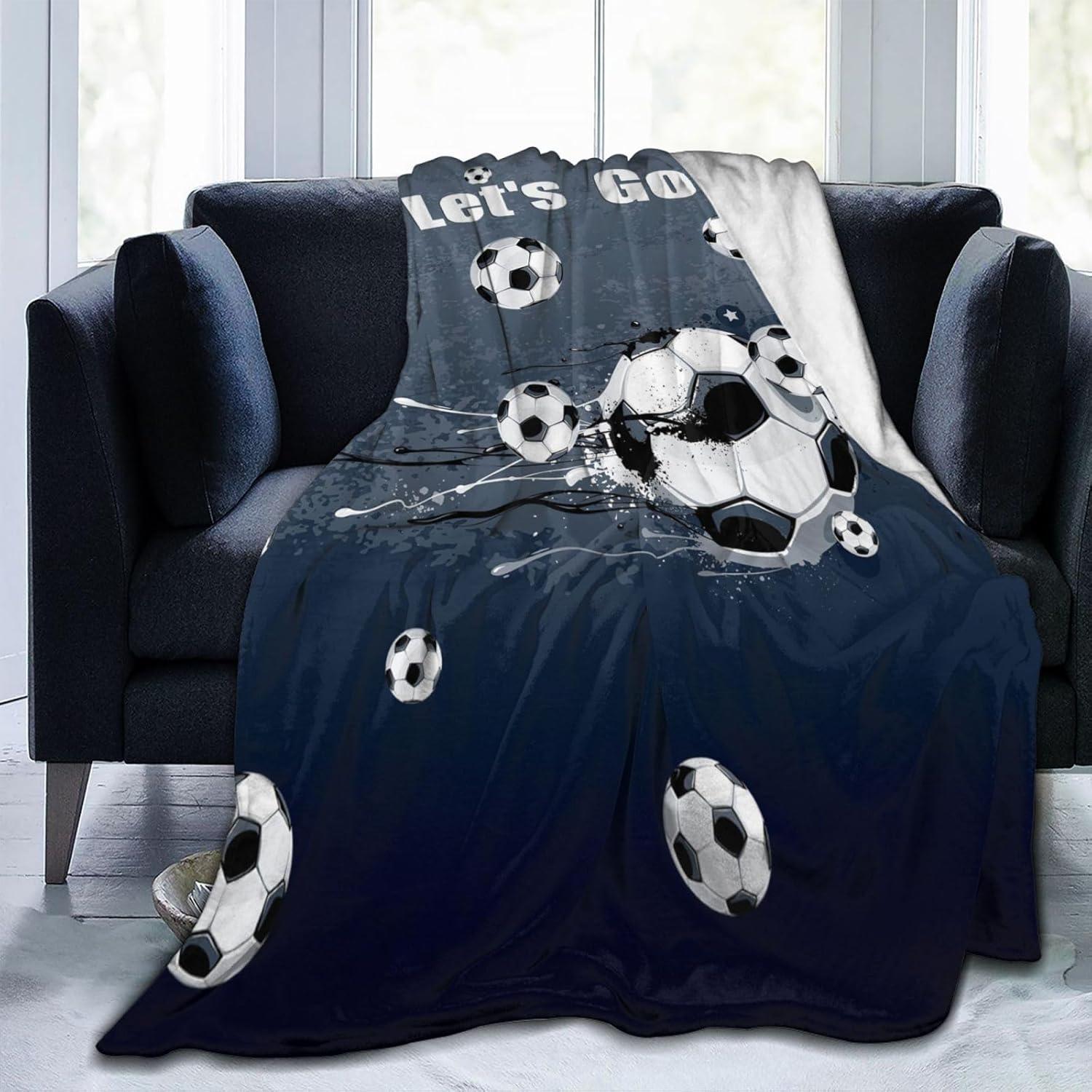 Soccer Blanket Soccer Ball Decor Throw Blanket Football Blanket Gifts for Girls Boys Soccer Lover Winter Bedding Super Warm Soft Plush Lightweight Fleece Flannel Blanket for Kids Men Women 50"X40"