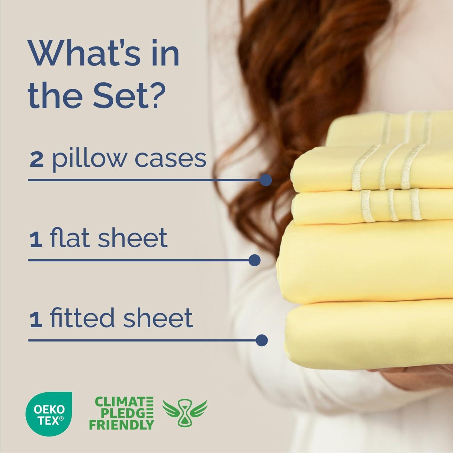 Solid 4 Piece Bed Sheet Set - Ultra Soft and Breathable Sheets - CGK Linens