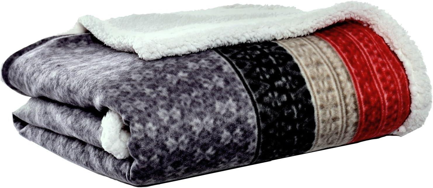 Eddie Bauer Printed Plush Fleece/Sherpa Oversized Throw Blanket