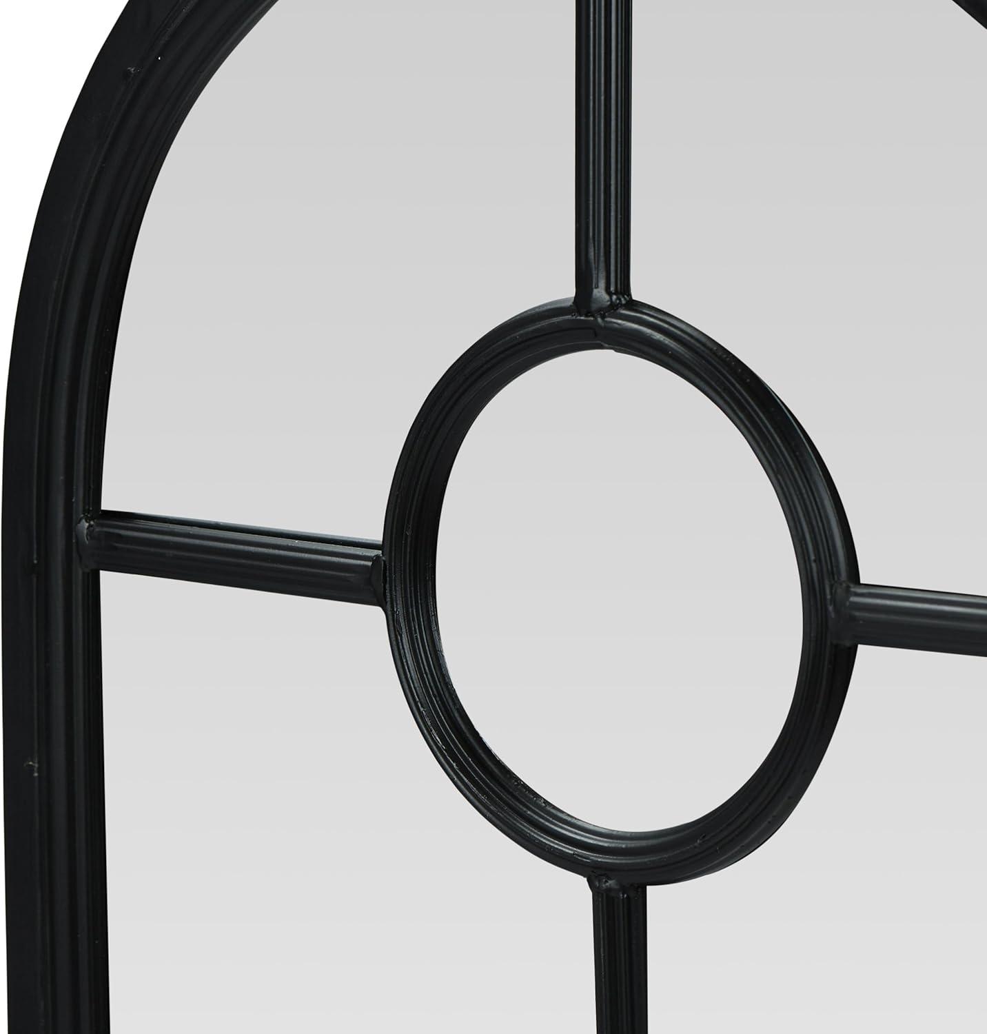 Creative Co-Op Distressed Arched Metal Wall Mirror with Window Pane, Black