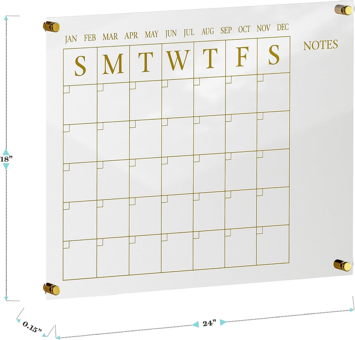 Thomas Martha Stewart Acrylic Wall Calendar with Notes with Dry Erase Marker and Mounting Hardware