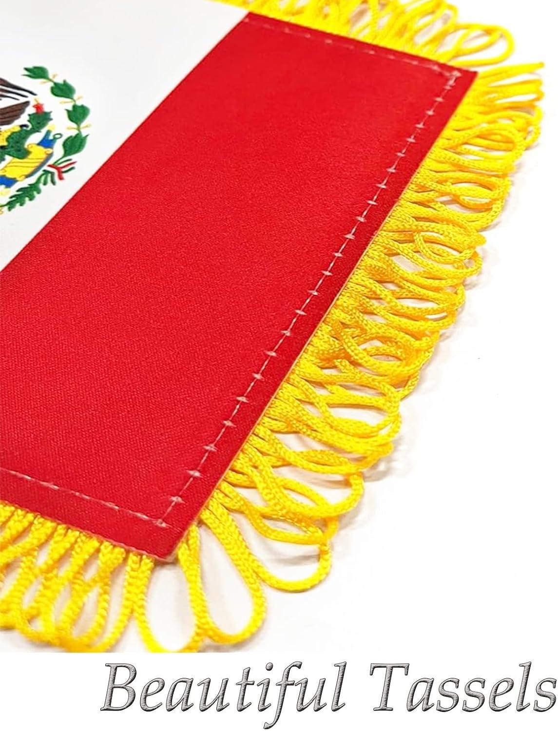 Anley 4 x 6 Inch Mexico Window Hanging Flag - Fringed Mexican Mini Banner Double Sided