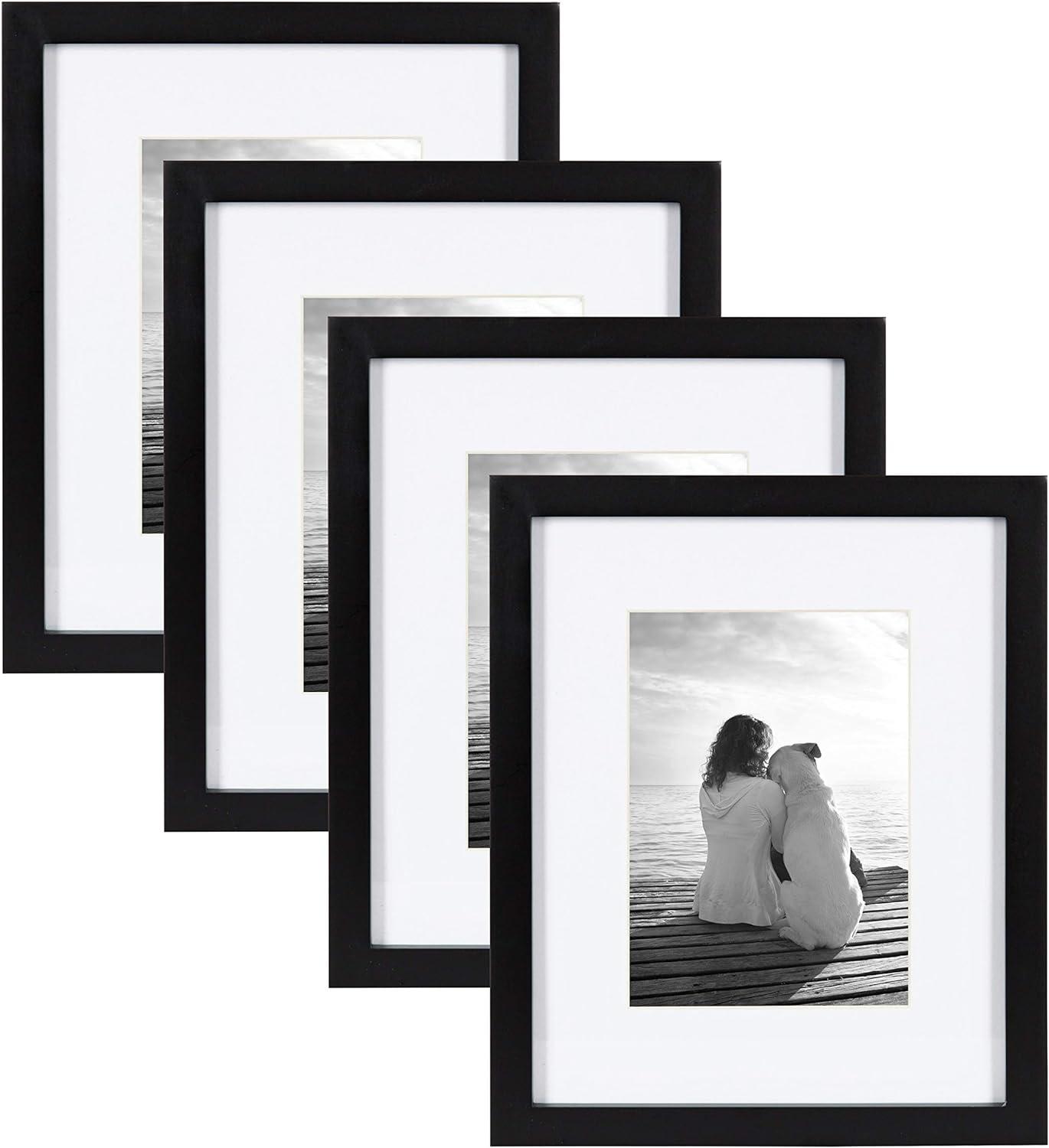 Classic Black Wood Gallery Frame Set for 8x10 or 5x7 Photos, Pack of 4