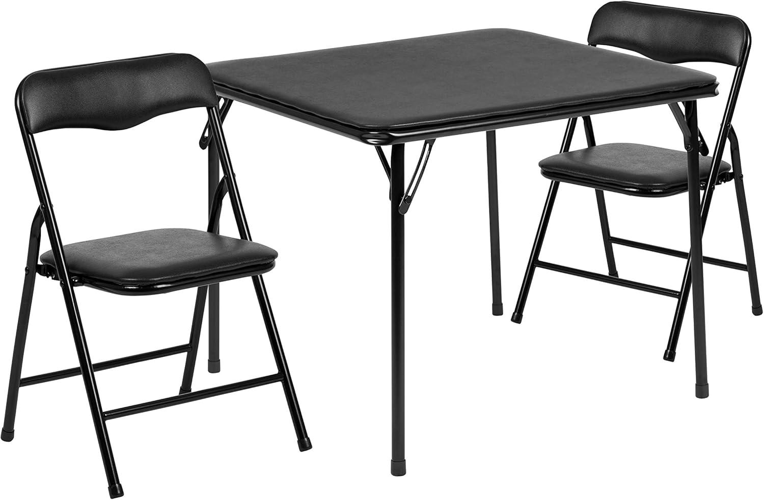 Flash Furniture Kids Black 3 Piece Folding Table and Chair Set