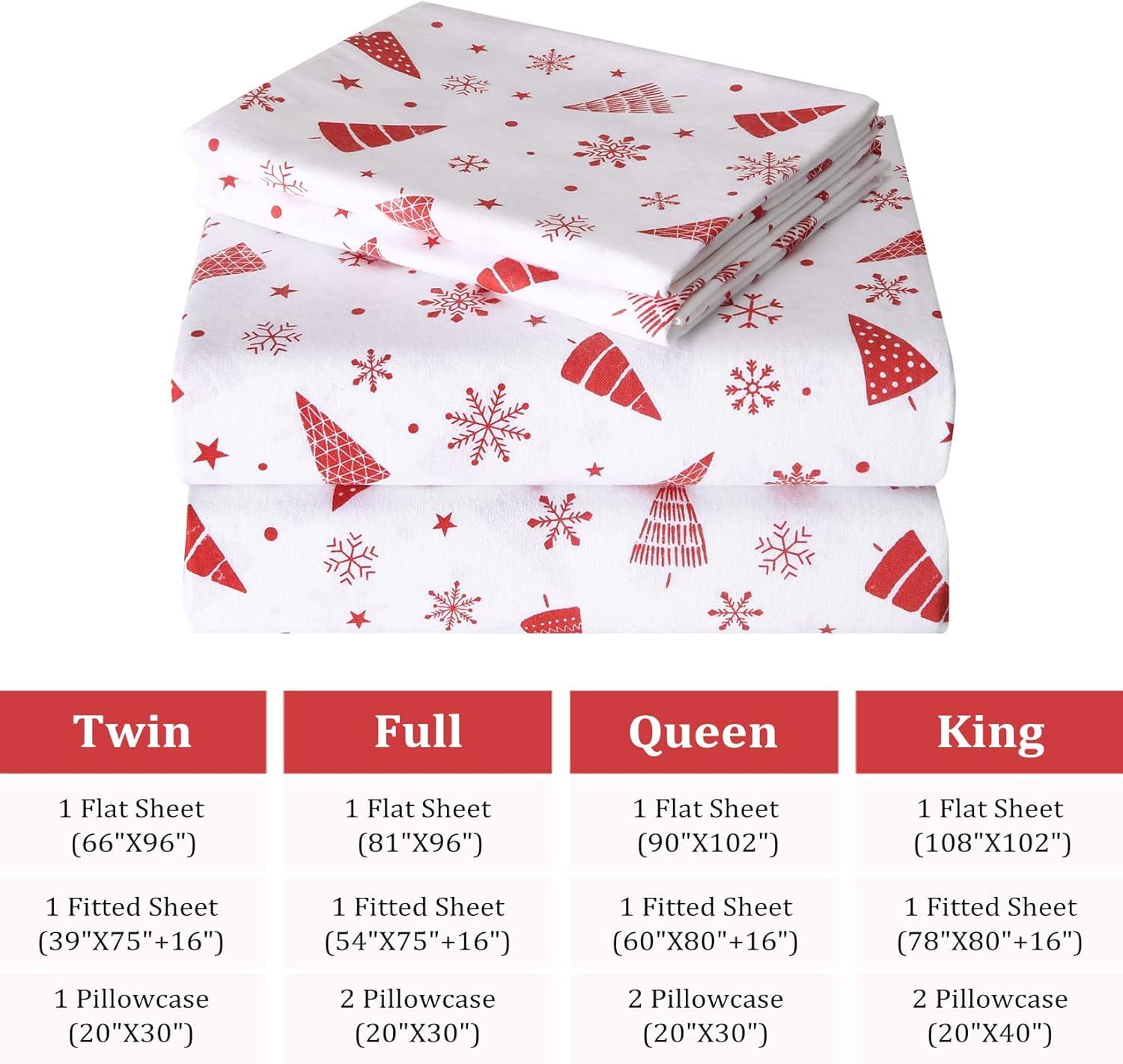 Christmas Printed Cotton Flannel Sheet Set