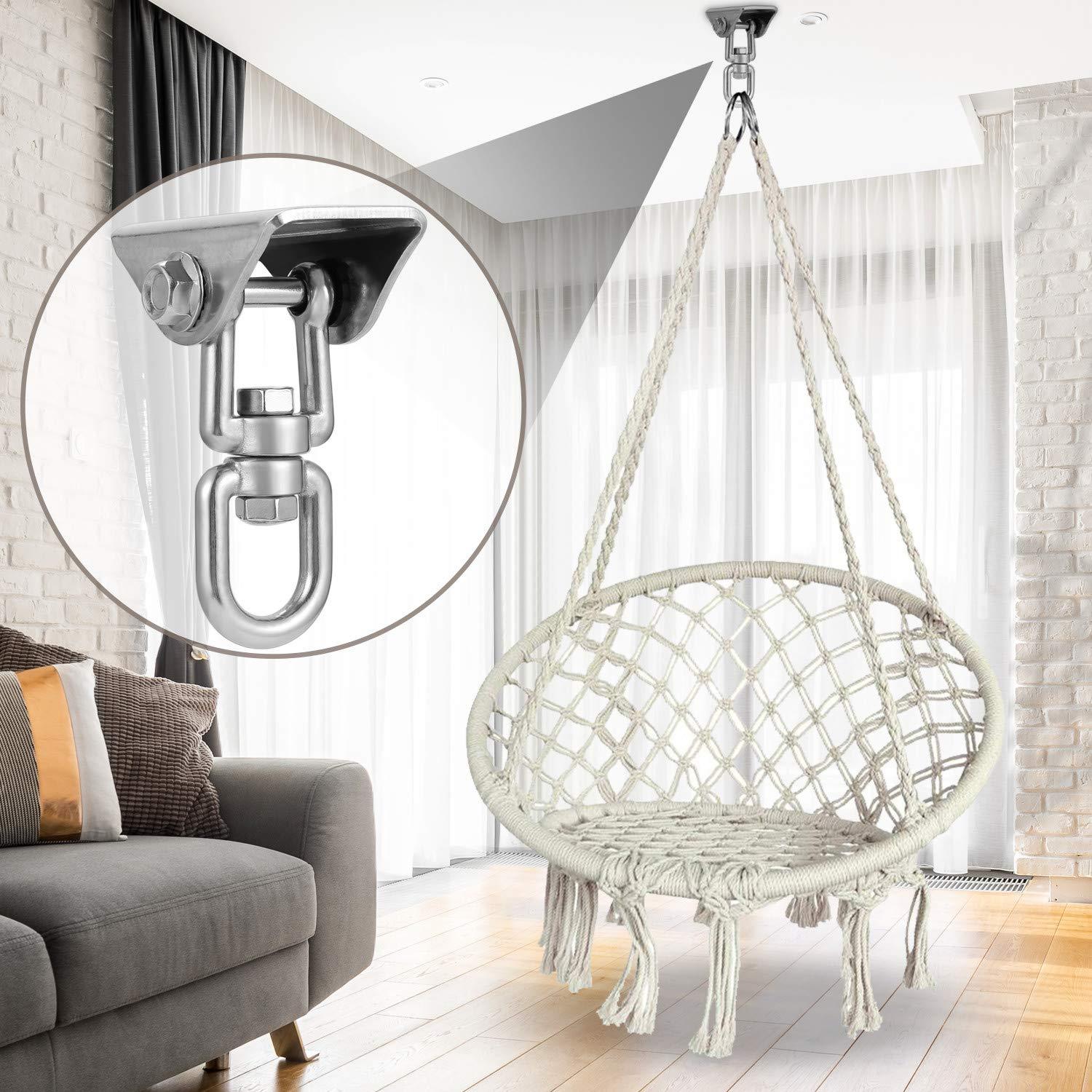 Stainless Steel Hanging Kit Swing Hangers and Hammock Spring and Swing Swivel Spinner Kglobal Swivel Hook and Locking Snap Hooks for Wooden Sets，tire Swing Swivel, Seat Trapeze Yoga