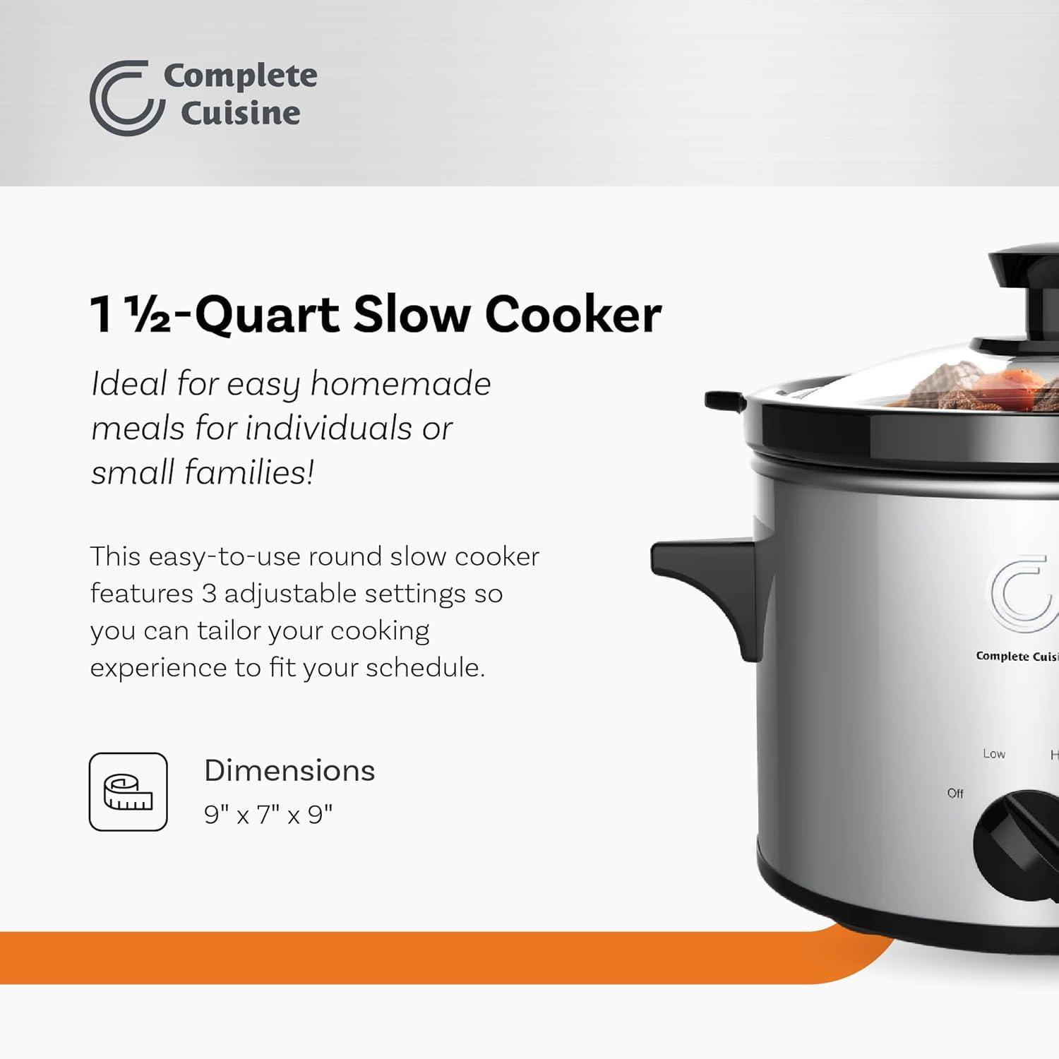 Complete Cuisine CC-3000-SL 3-Quart Round Stainless-Steel Slow Cooker