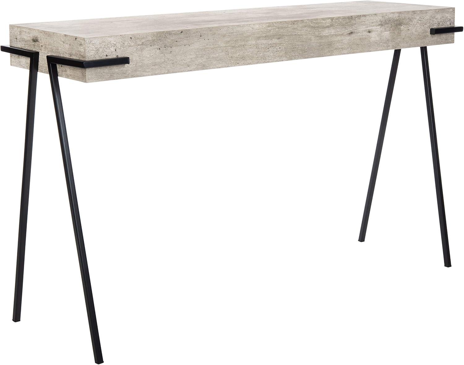 Jett Console Table - Light Grey Faux Concrete/Black - Safavieh