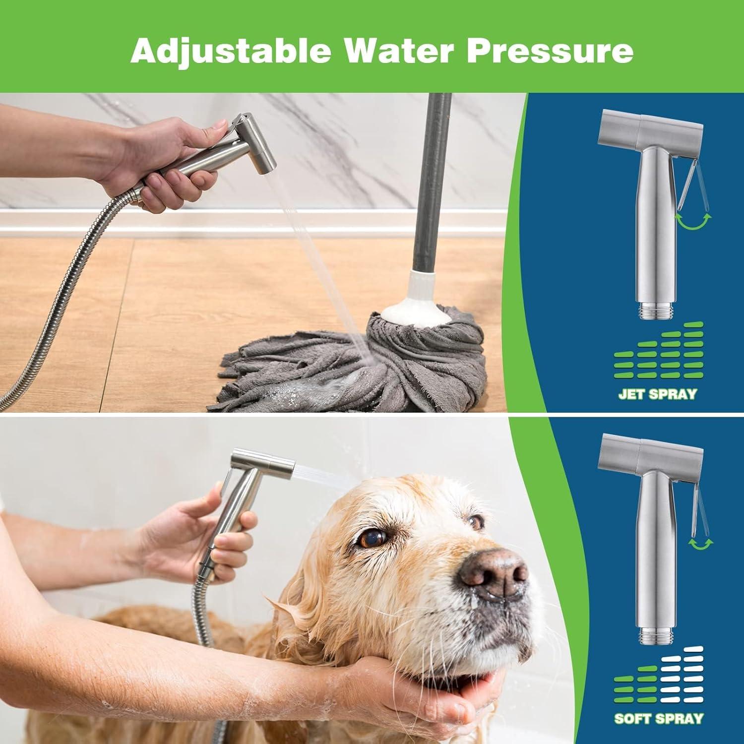 Handheld Bidet Sprayer for Toilet, Muslim Shower Water Jet Spray for Toilet, Bidet Faucet Cloth Diaper Sprayer for Baby Wash, Adjustable Water Pressure with Bidet Hose for Feminine Wash