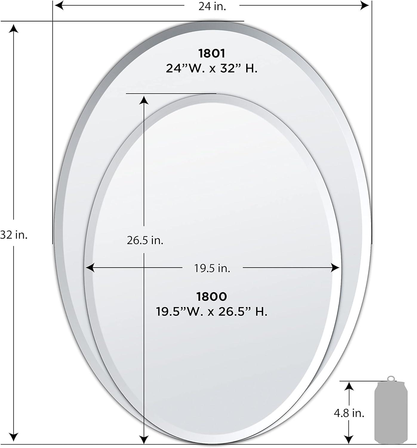 Flush Mount Frameless Beveled Oval Bathroom Vanity Mirror