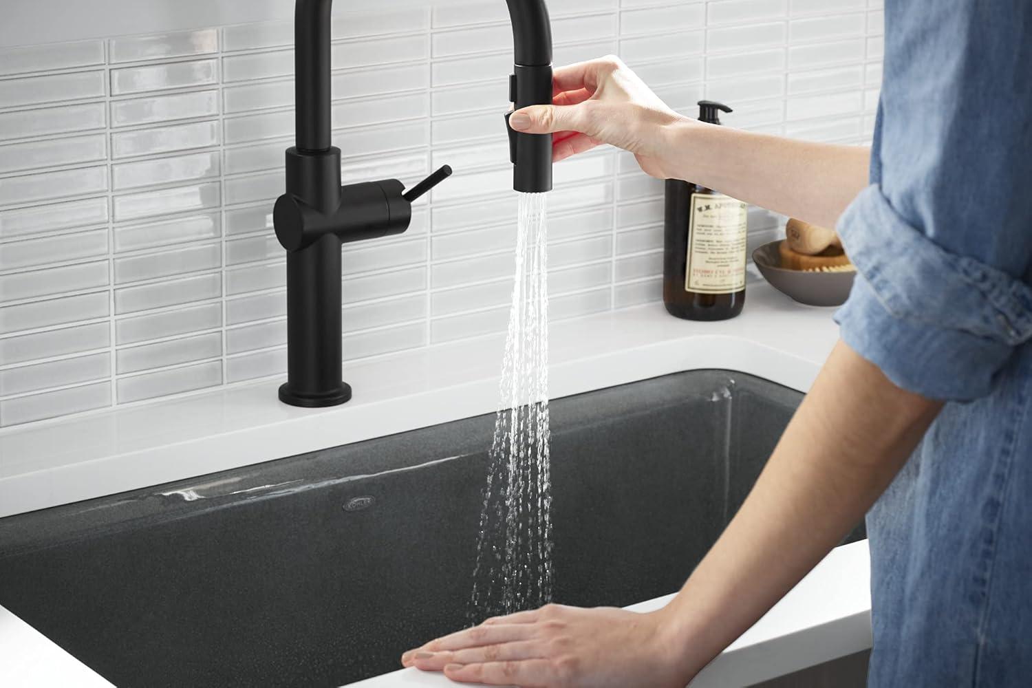 Kohler Crue Single Handle Pull Down Kitchen Faucet with Three-Function Pull Down Sprayer