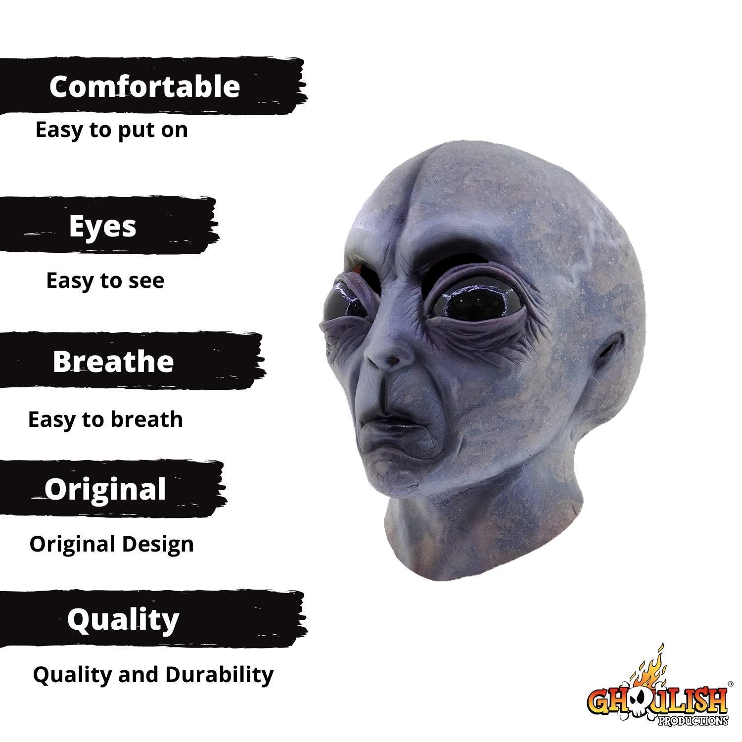 Ghoulish Adult Area 51 Costume Mask - 14 in. - Gray