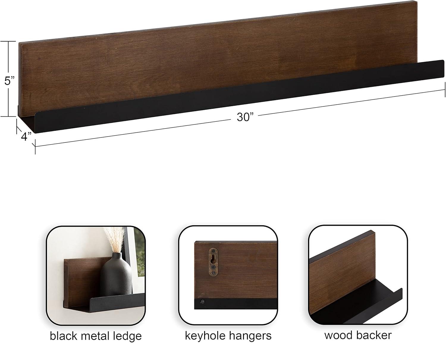 Kate and Laurel Ubbard Rectangle MDF Floating Shelf, 30x4, Walnut Brown