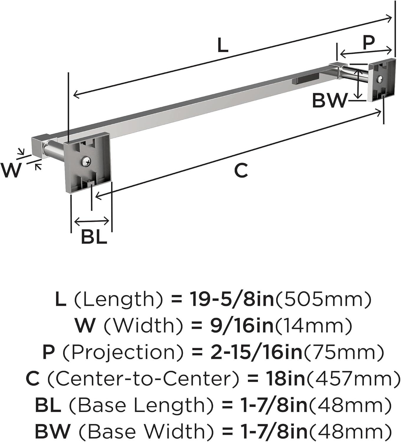 Chrome 18-Inch Wall Mounted Towel Bar