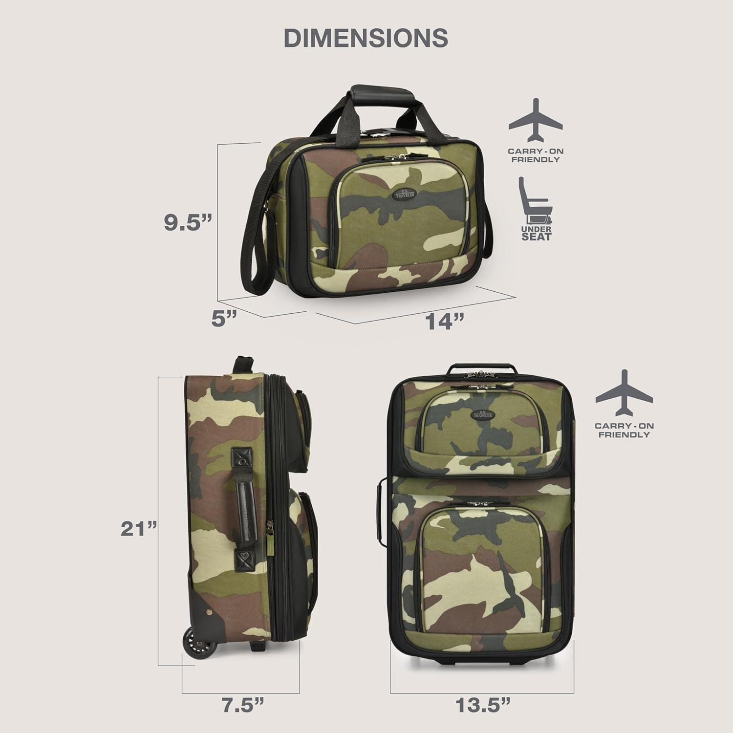 U.S. Traveler Rio 2pc Expandable Softside Carry On Luggage Set - Camouflage