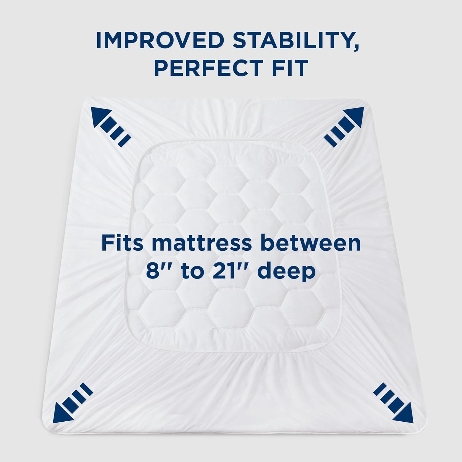 Bedsure White Queen Quilted Mattress Pad with Deep Pocket