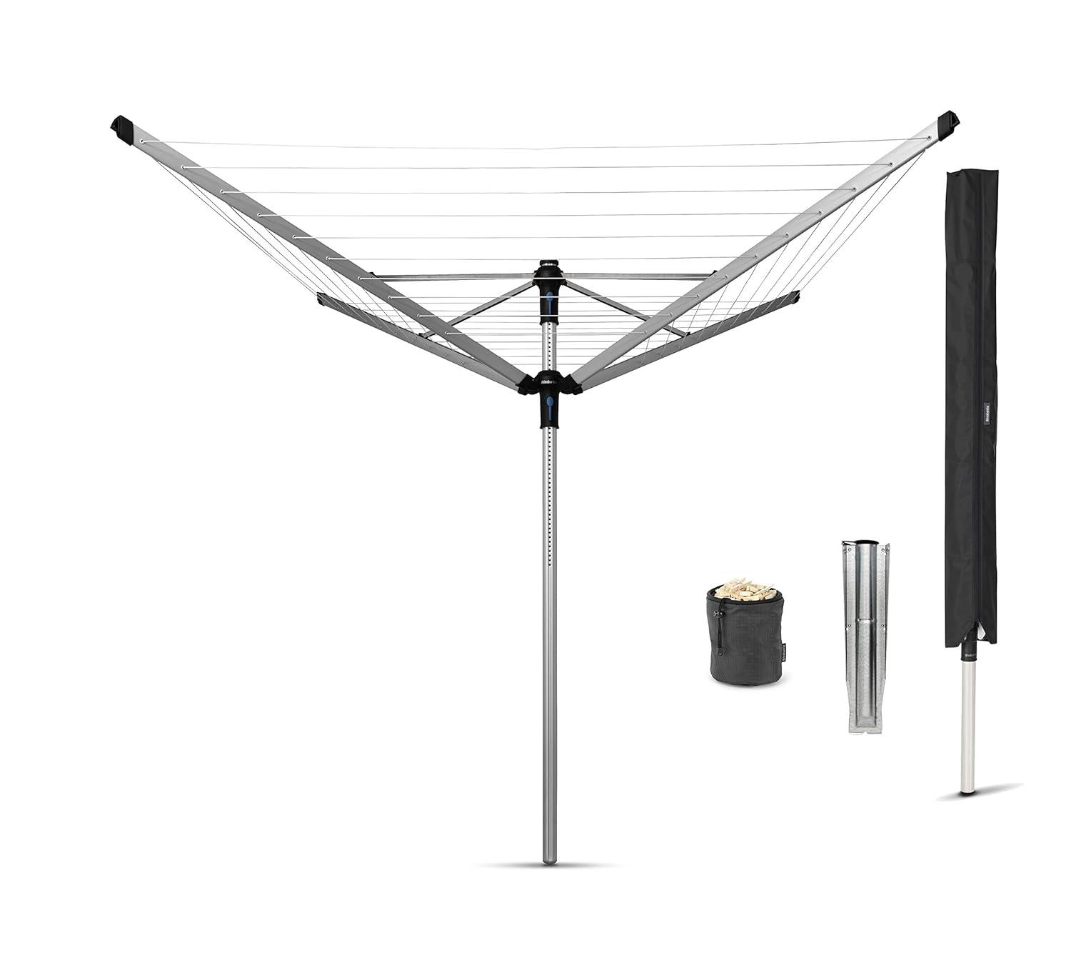 Brabantia Brabantia Lift-O-Matic Advance Outdoor Clothesline with Metal Ground Spike, Protective Cover and Peg Bag