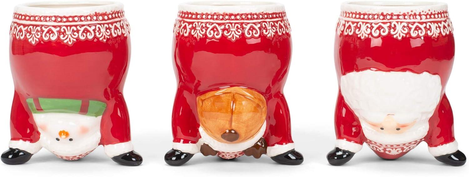 Christmas Ceramic Up Side Down Holiday Mug Set of 3