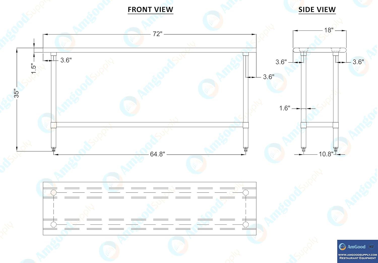 18 in. x 72 in. Stainless Steel Table