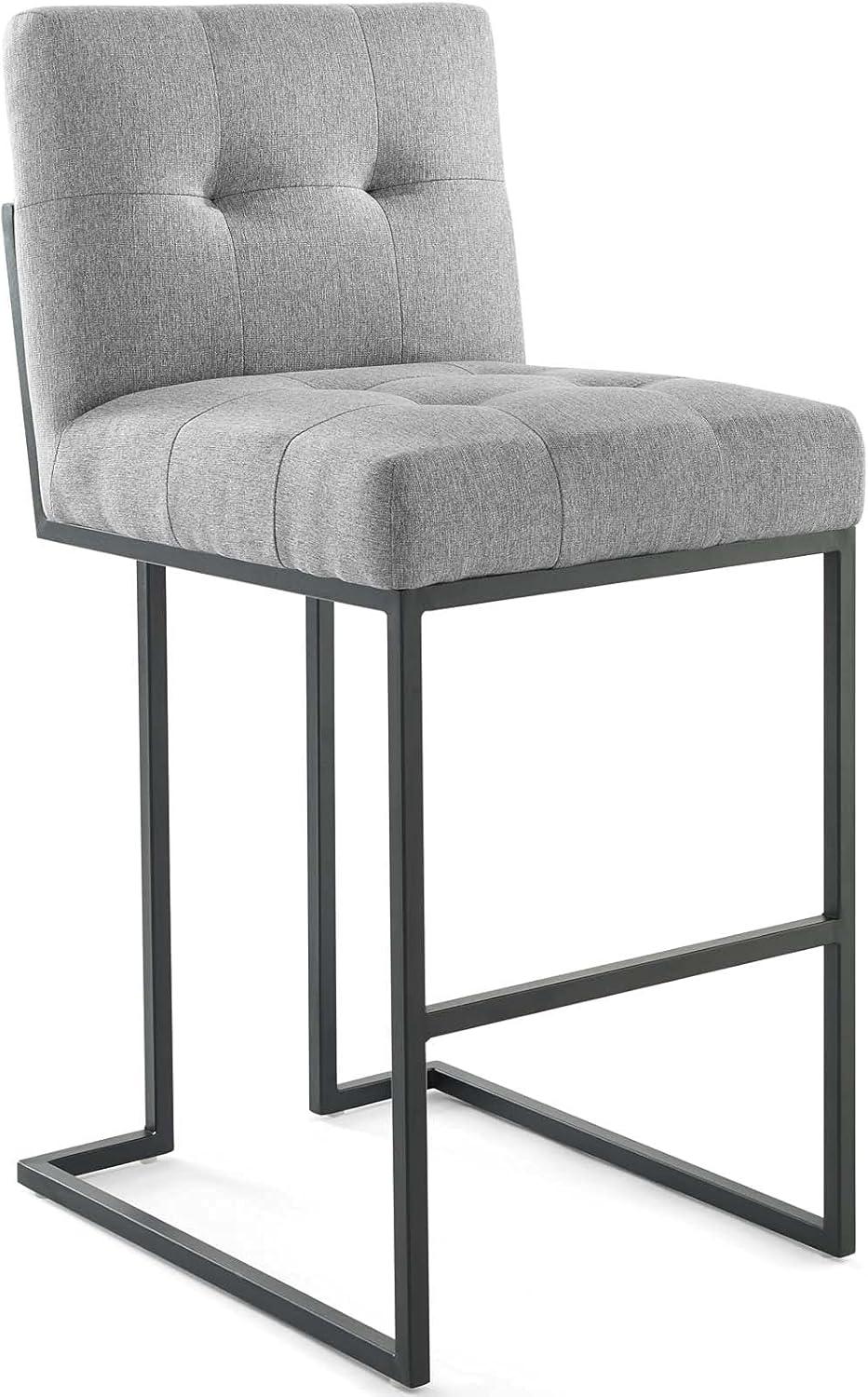 Modway Privy Black Stainless Steel Upholstered Fabric Bar Stool