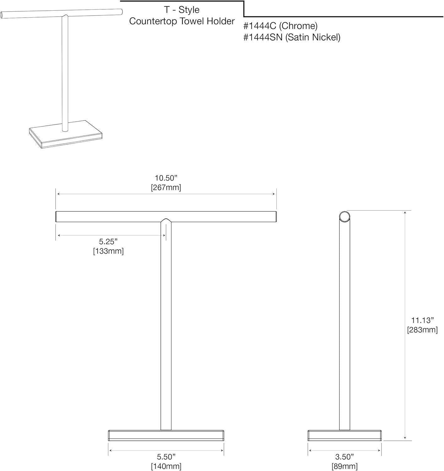 Freestanding Countertop Hand Towel Holder | 11.13"H x 10.50"W Weighted Base Towel Rack Stand