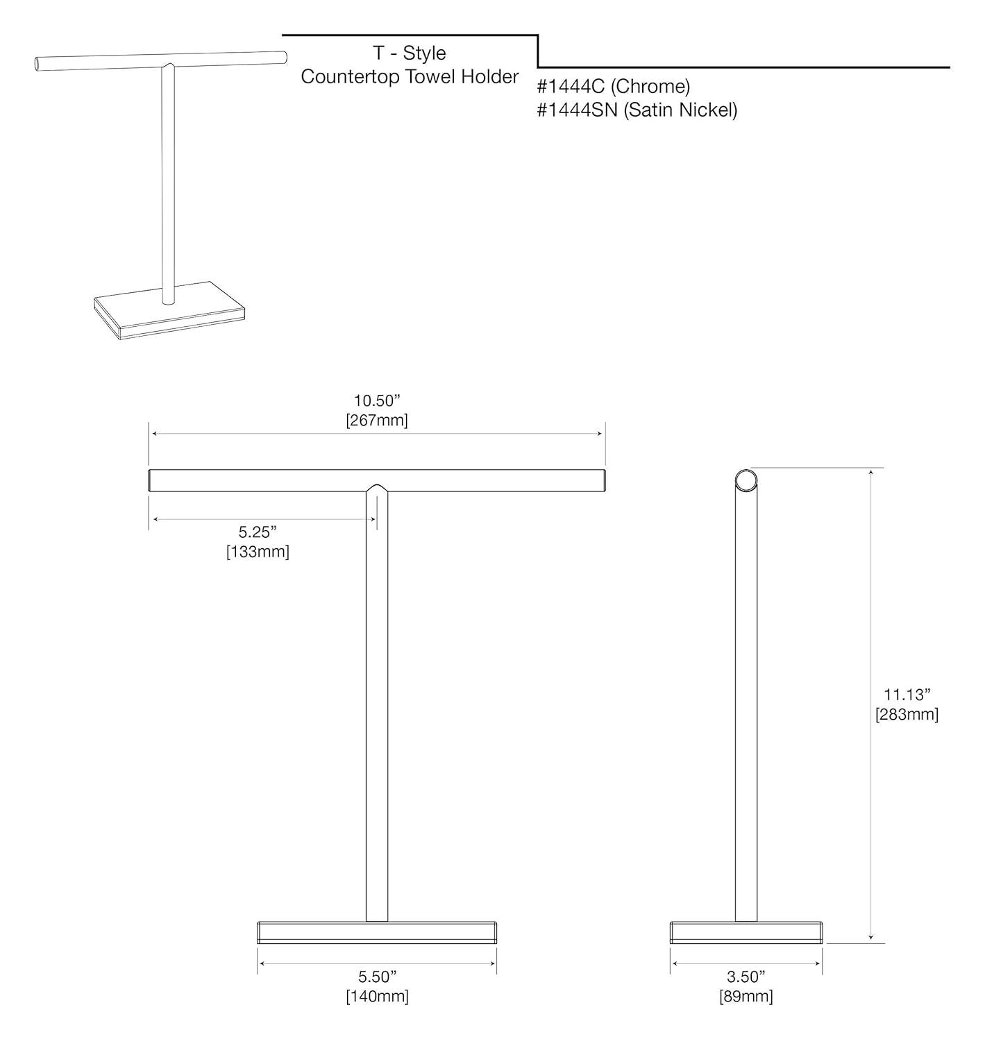 Freestanding Countertop Hand Towel Holder | 11.13"H x 10.50"W Weighted Base Towel Rack Stand