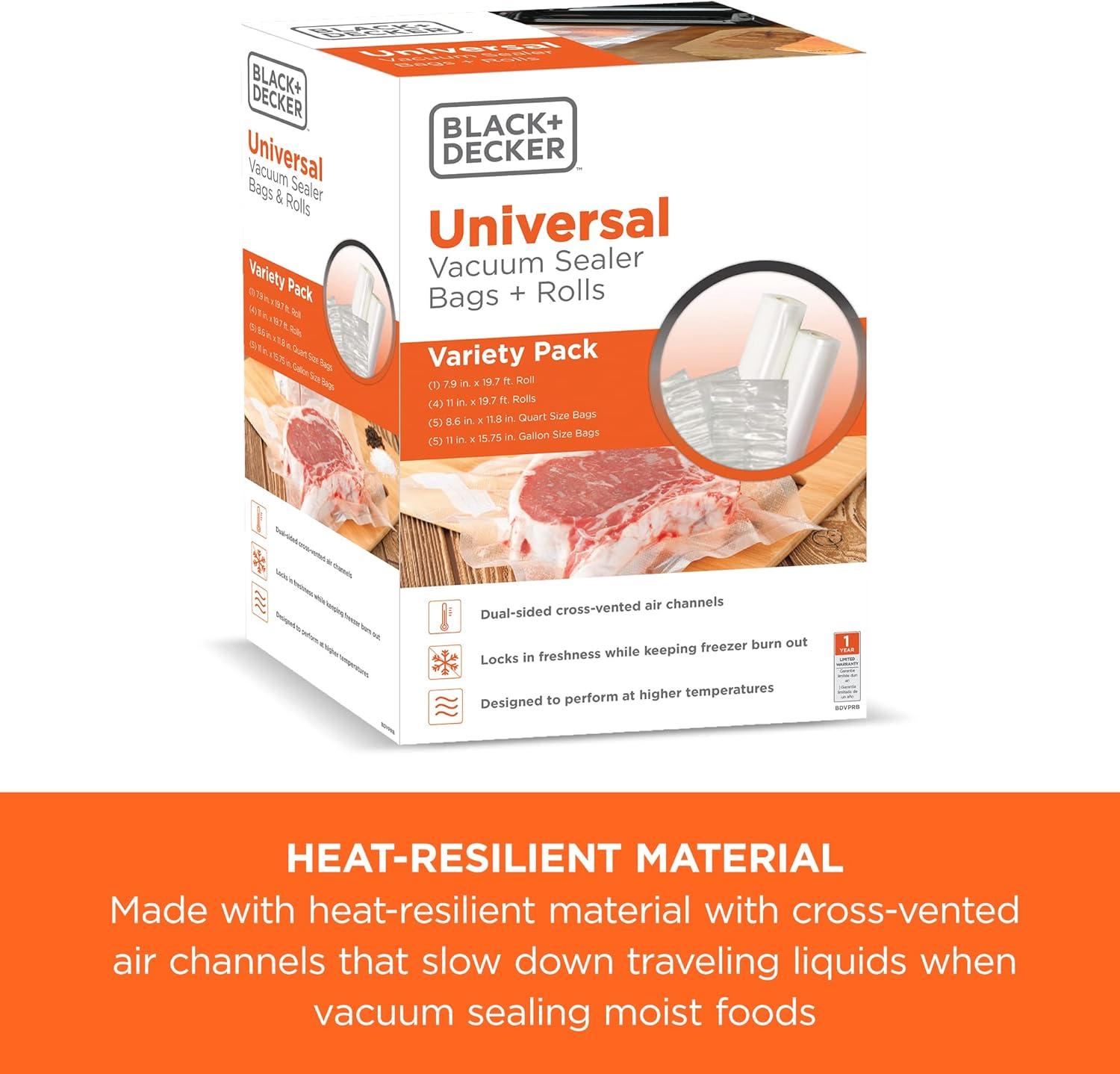 BLACK+DECKER BDVPRB Vacuum Sealer Bags And Rolls Variety Pack