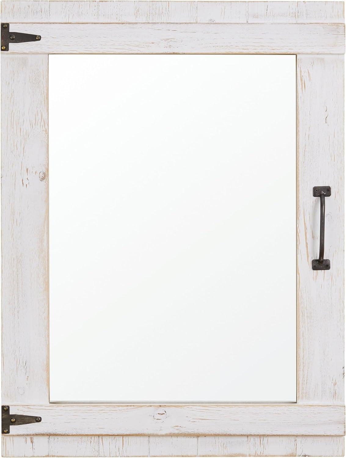 Rustic White Wood Cottage Door Wall Mirror