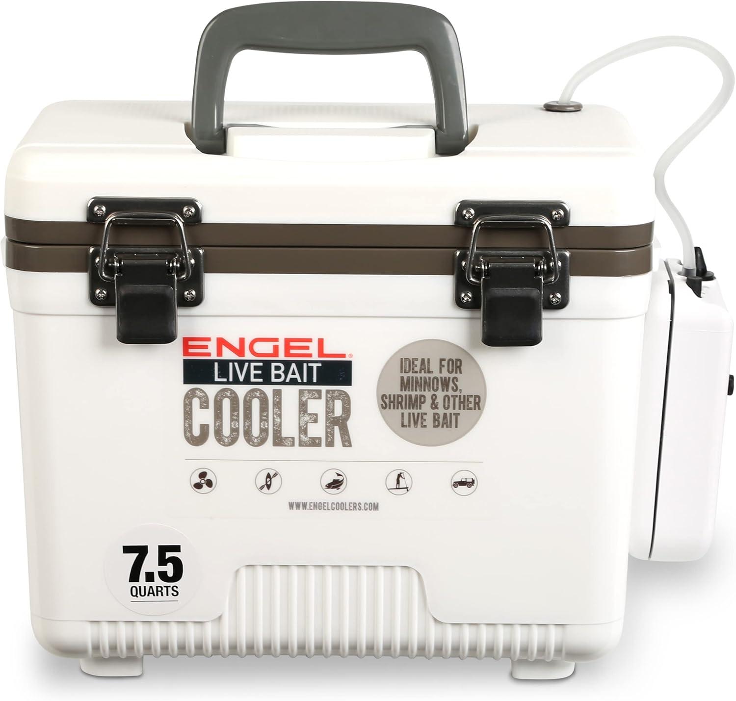 ENGEL 13 Qt Live Bait Cooler with 2-Speed Portable Aerator Pump - White