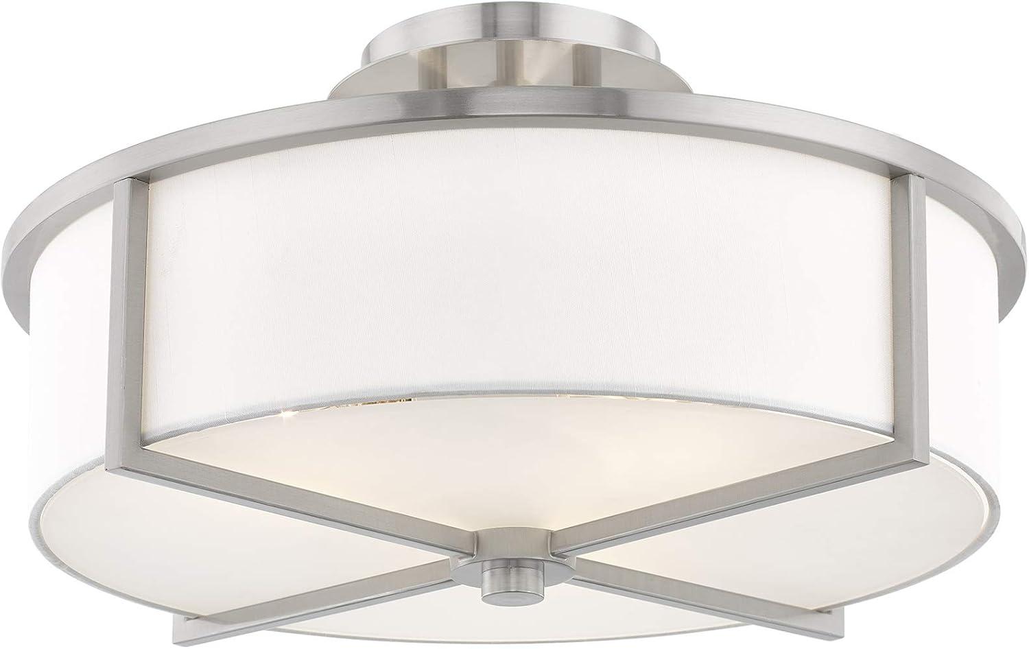 Wesley Brushed Nickel 3-Light Drum Ceiling Mount