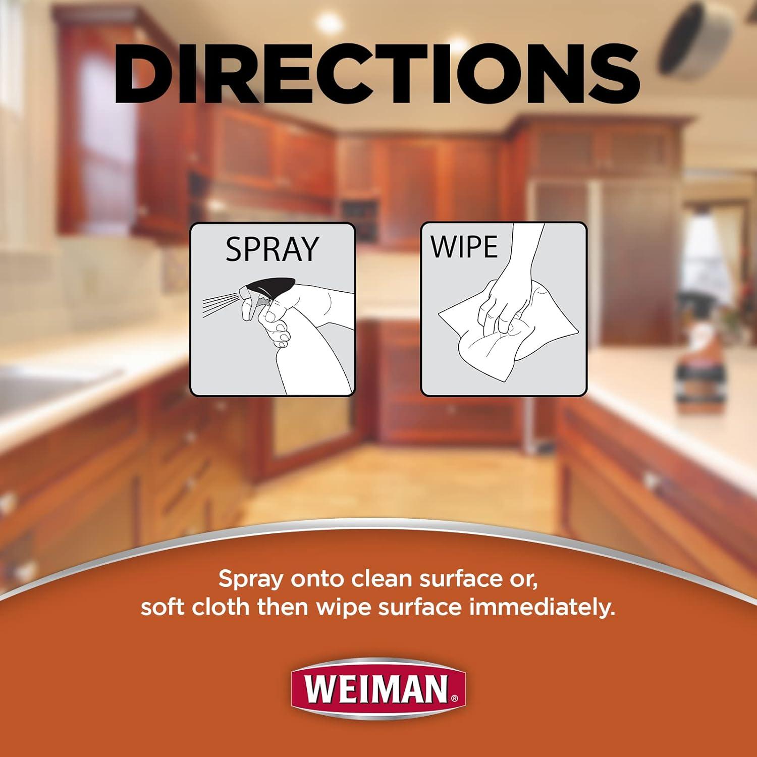 Weiman Liquid Wood Cleaner & Polish, Almond Scent, 16 Fluid Ounce, 2 Count w/ Microfiber Towel