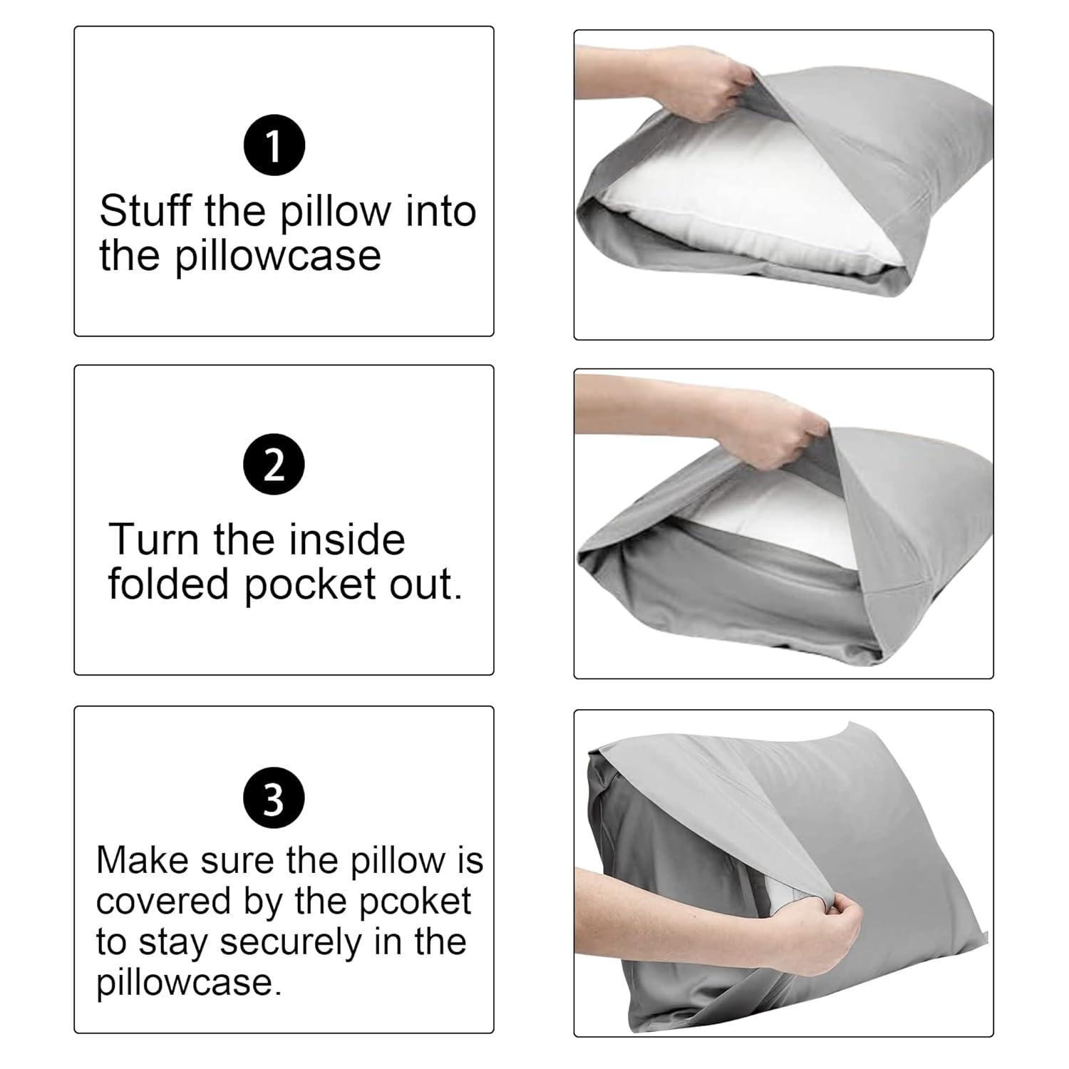 Flxxie Ultra Soft Microfiber Pillow Shams Set of 2, King 20" x 36", Dark Gray
