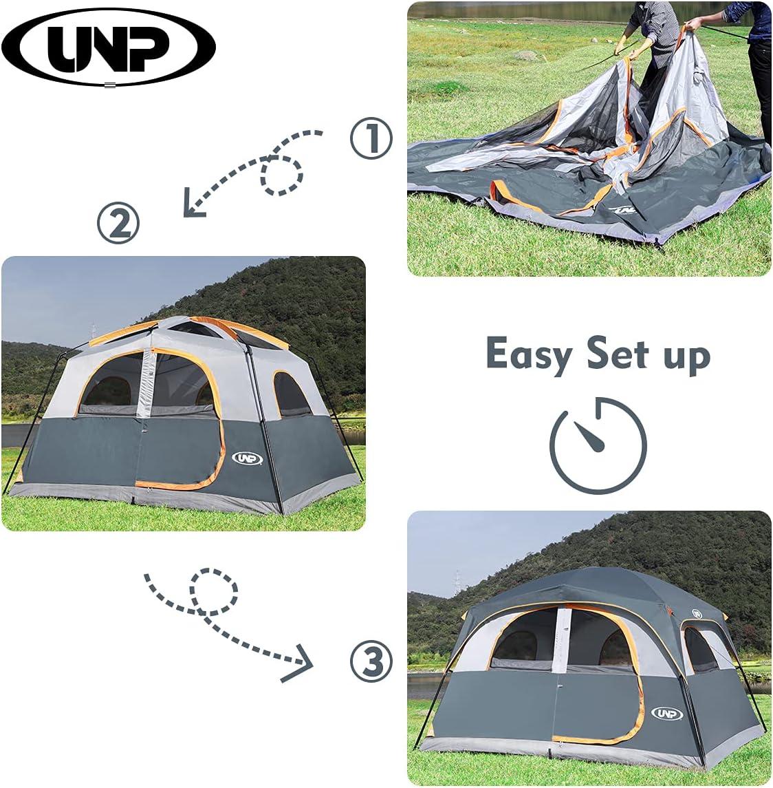 Gray 6-Person Waterproof Windproof Camping Tent with Carry Bag