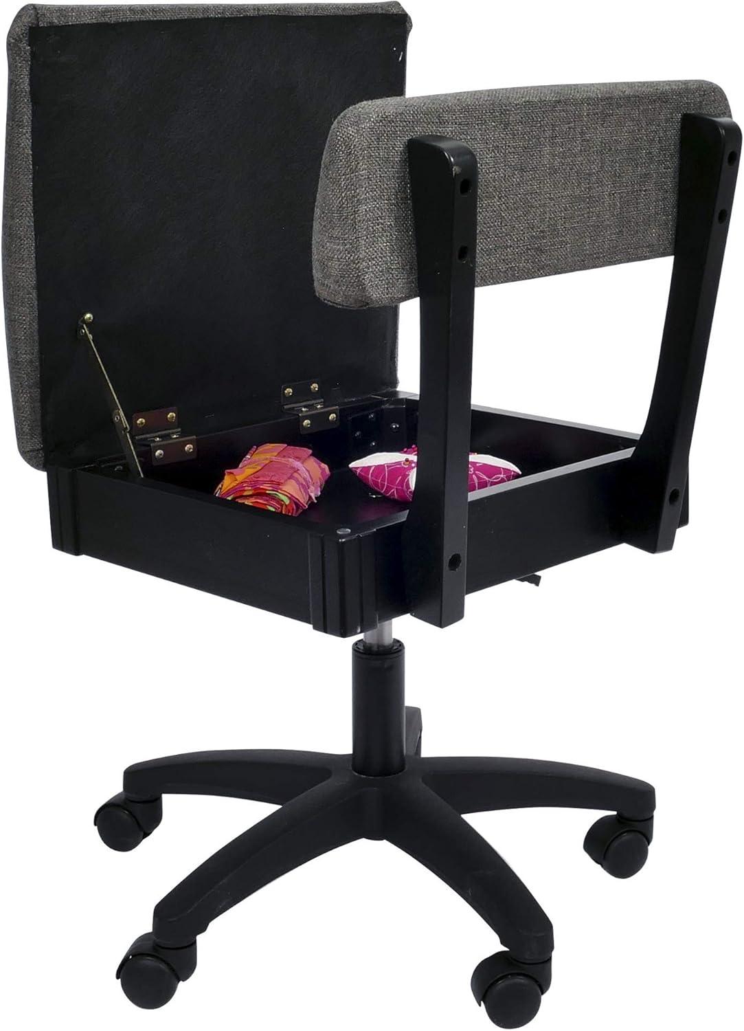 Gray Fabric Swivel Hydraulic Sewing Chair with Storage