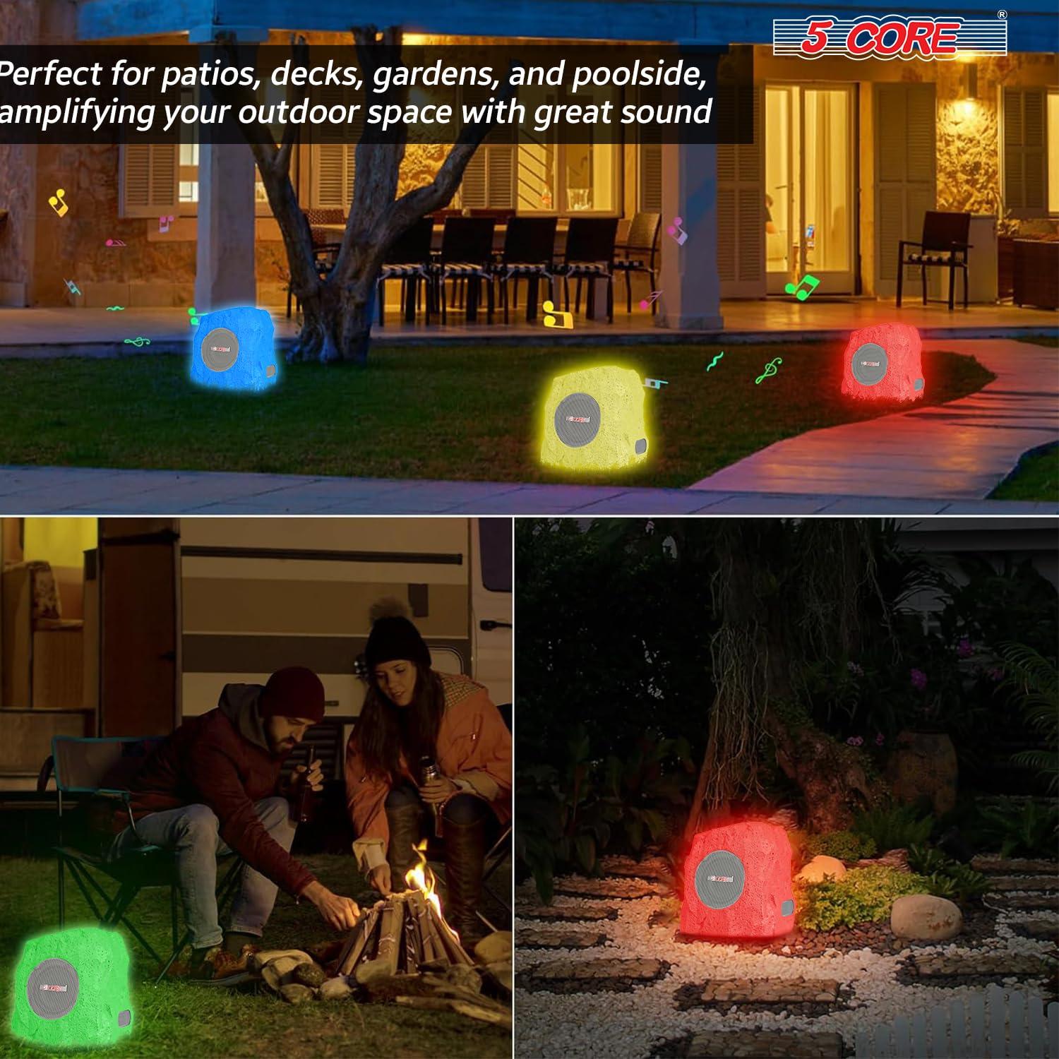 5 Core Outdoor Speakers Bluetooth Waterproof TWS Pool Patio Garden Rock Subwoofer