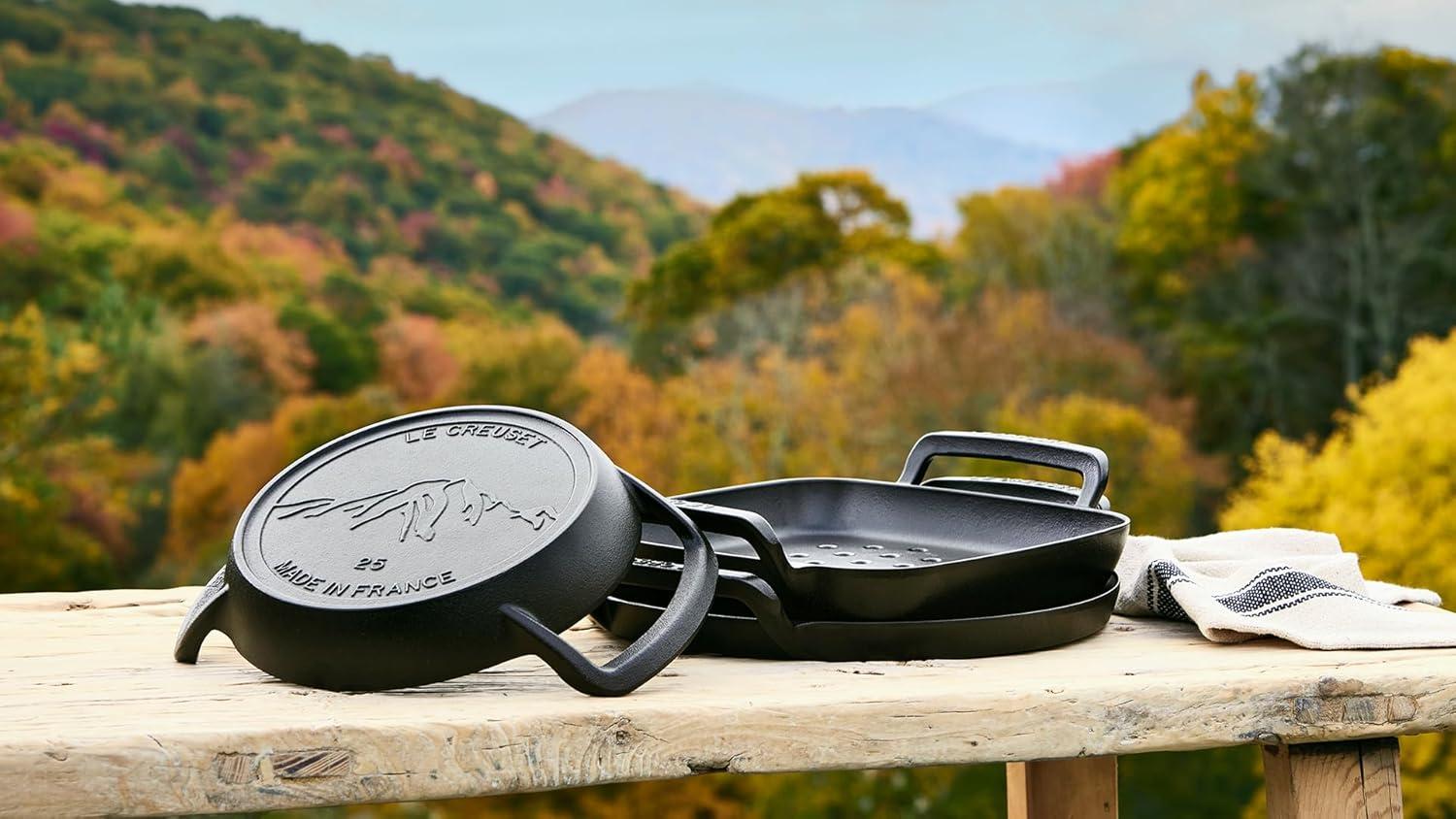 10" Black Enameled Cast Iron Skillet with Raised Handles